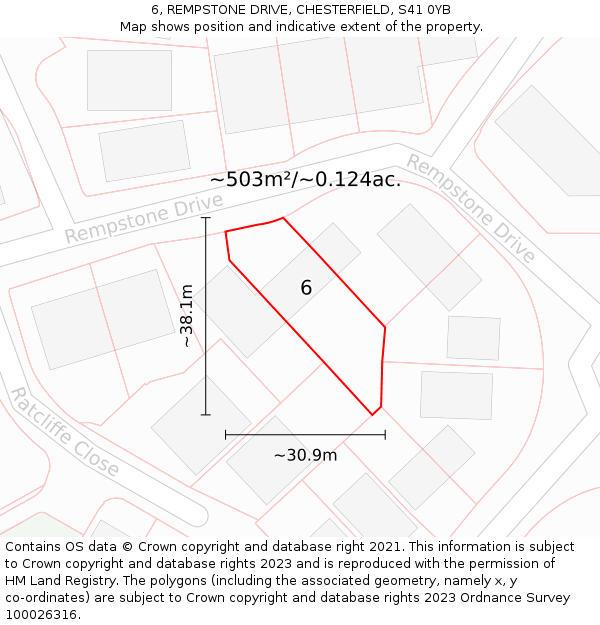 6, REMPSTONE DRIVE, CHESTERFIELD, S41 0YB: Plot and title map