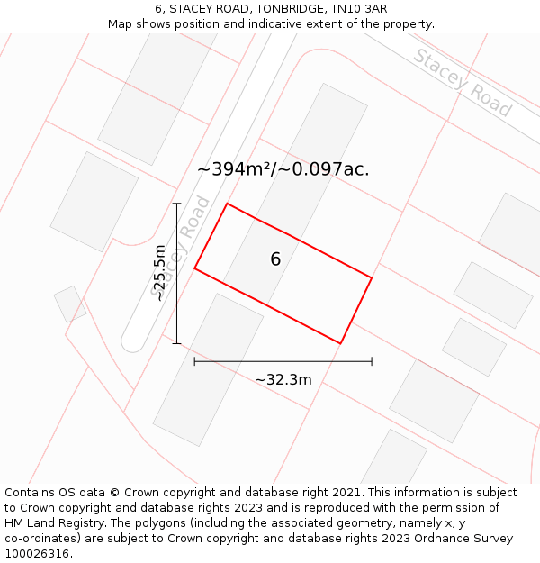 6, STACEY ROAD, TONBRIDGE, TN10 3AR: Plot and title map