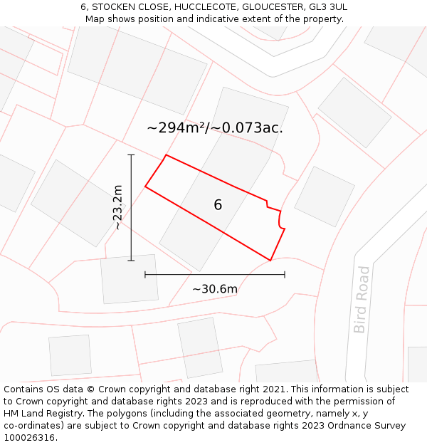 6, STOCKEN CLOSE, HUCCLECOTE, GLOUCESTER, GL3 3UL: Plot and title map