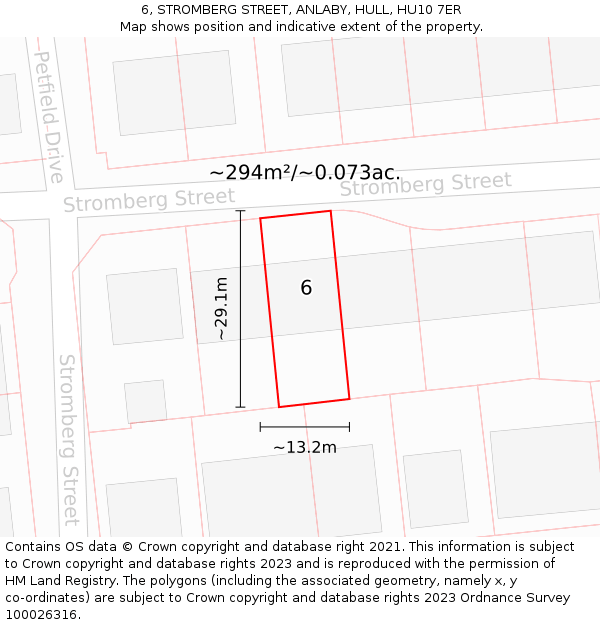 6, STROMBERG STREET, ANLABY, HULL, HU10 7ER: Plot and title map