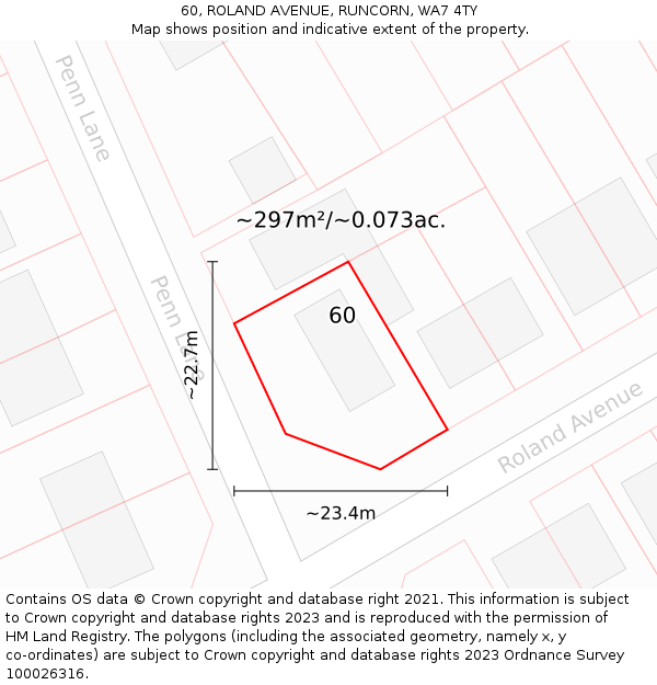 60, ROLAND AVENUE, RUNCORN, WA7 4TY: Plot and title map