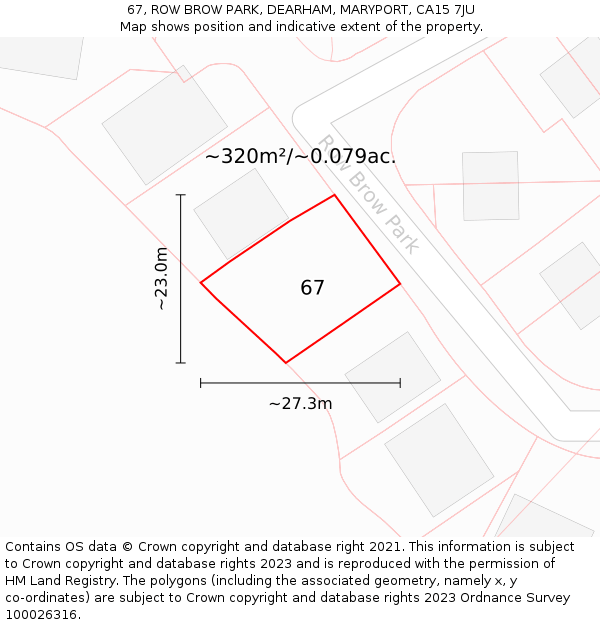 67, ROW BROW PARK, DEARHAM, MARYPORT, CA15 7JU: Plot and title map