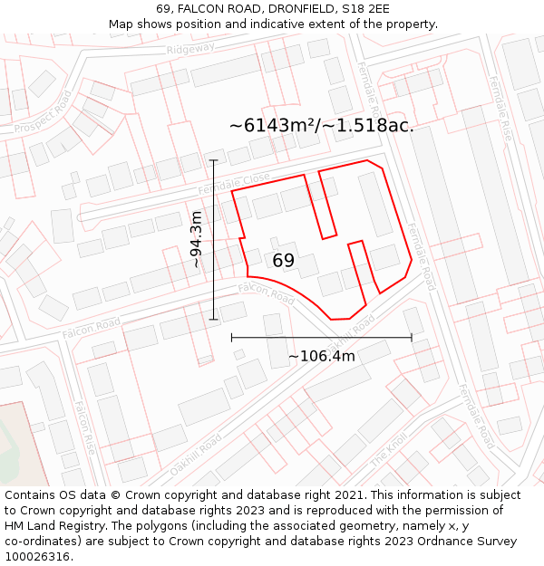 69, FALCON ROAD, DRONFIELD, S18 2EE: Plot and title map