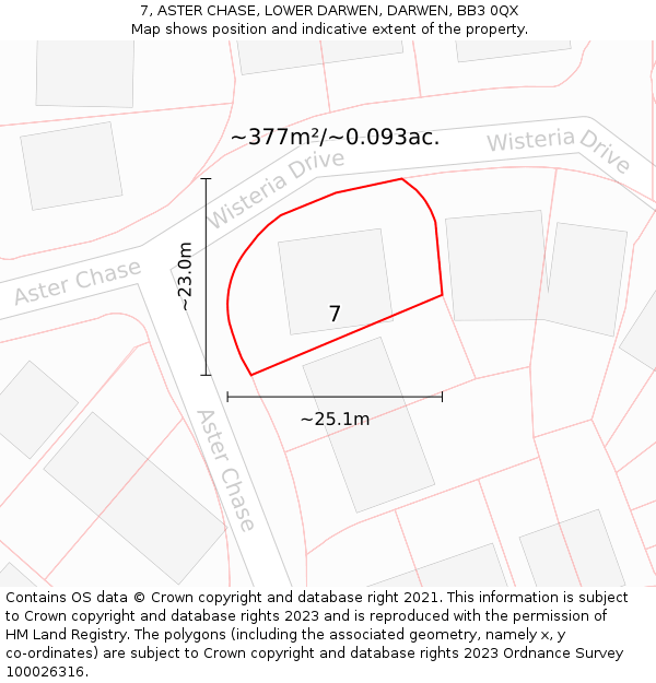 7, ASTER CHASE, LOWER DARWEN, DARWEN, BB3 0QX: Plot and title map