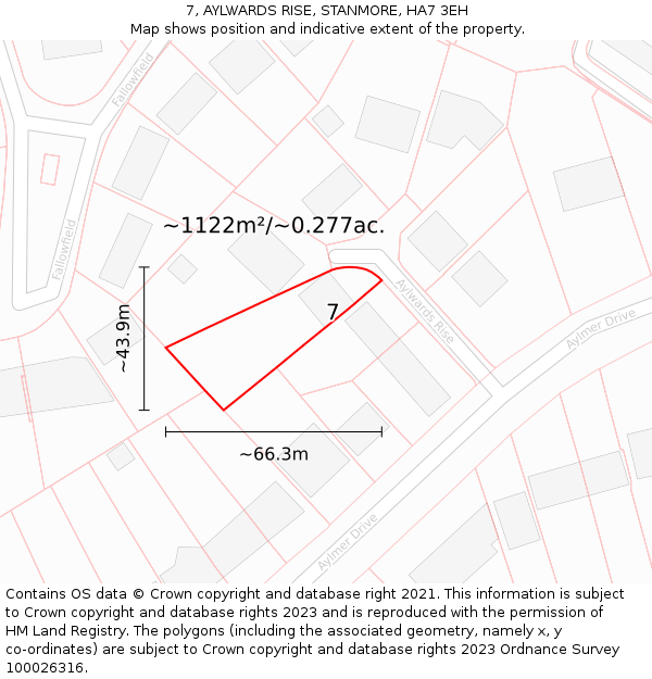 7, AYLWARDS RISE, STANMORE, HA7 3EH: Plot and title map