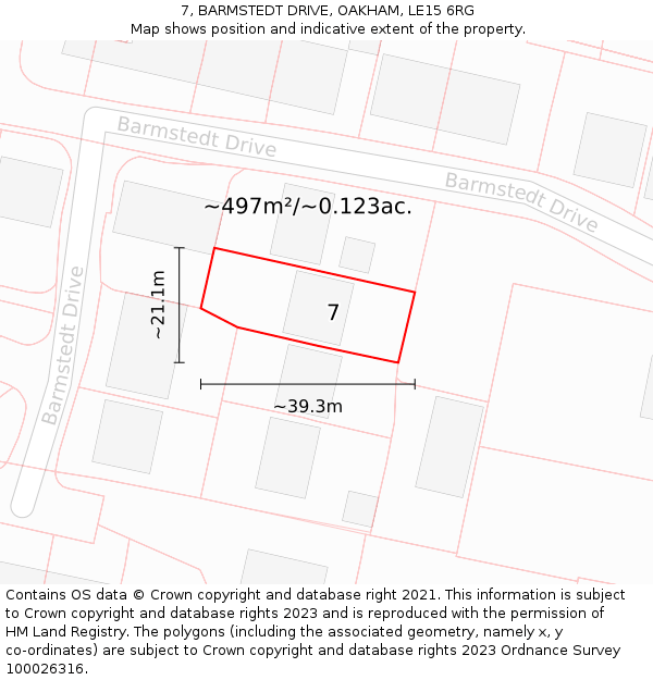 7, BARMSTEDT DRIVE, OAKHAM, LE15 6RG: Plot and title map