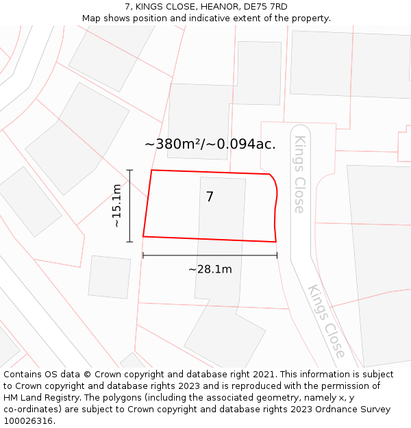 7, KINGS CLOSE, HEANOR, DE75 7RD: Plot and title map