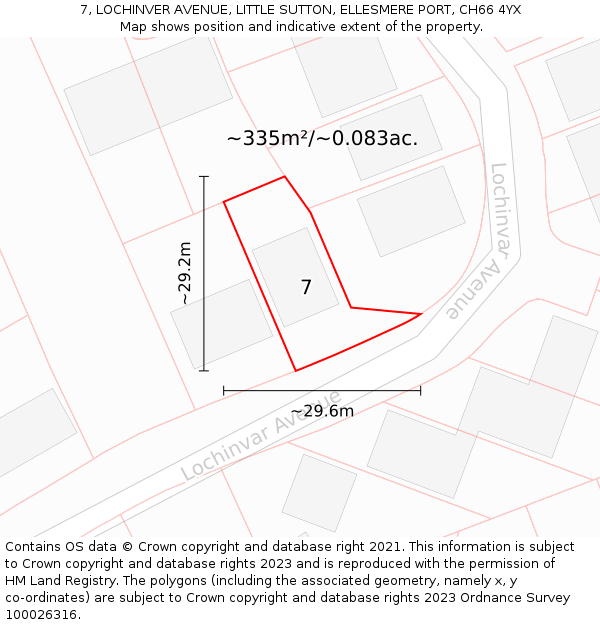 7, LOCHINVER AVENUE, LITTLE SUTTON, ELLESMERE PORT, CH66 4YX: Plot and title map