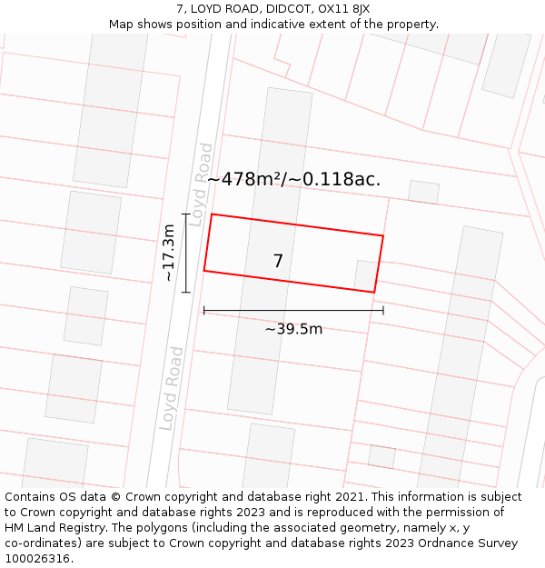 7, LOYD ROAD, DIDCOT, OX11 8JX: Plot and title map