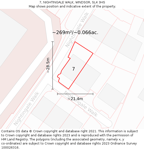 7, NIGHTINGALE WALK, WINDSOR, SL4 3HS: Plot and title map