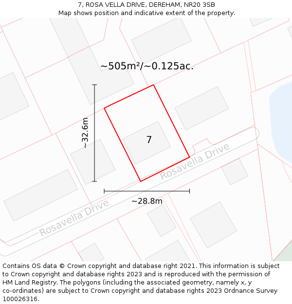 7, ROSA VELLA DRIVE, DEREHAM, NR20 3SB: Plot and title map