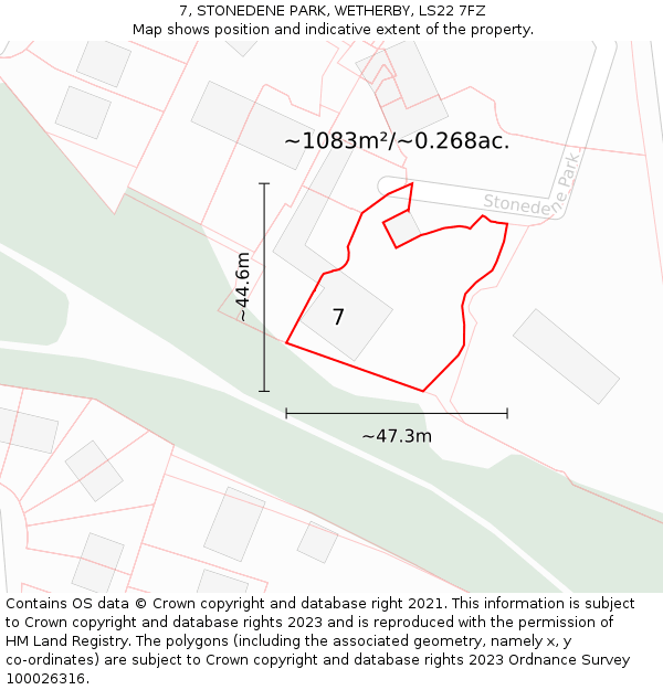 7, STONEDENE PARK, WETHERBY, LS22 7FZ: Plot and title map