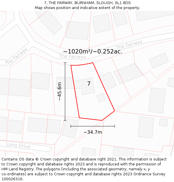 7, THE FAIRWAY, BURNHAM, SLOUGH, SL1 8DS: Plot and title map