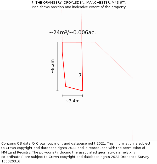7, THE ORANGERY, DROYLSDEN, MANCHESTER, M43 6TN: Plot and title map