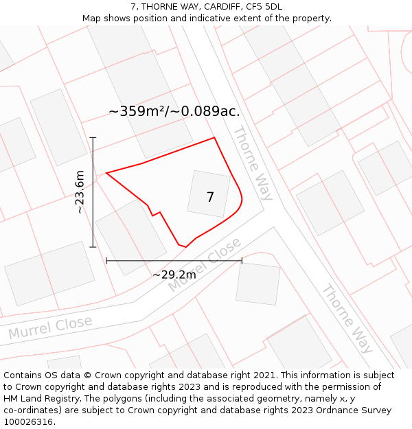 7, THORNE WAY, CARDIFF, CF5 5DL: Plot and title map