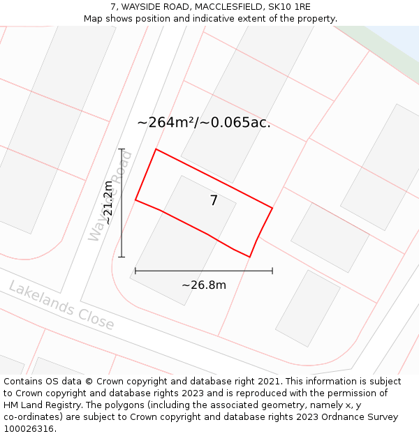 7, WAYSIDE ROAD, MACCLESFIELD, SK10 1RE: Plot and title map