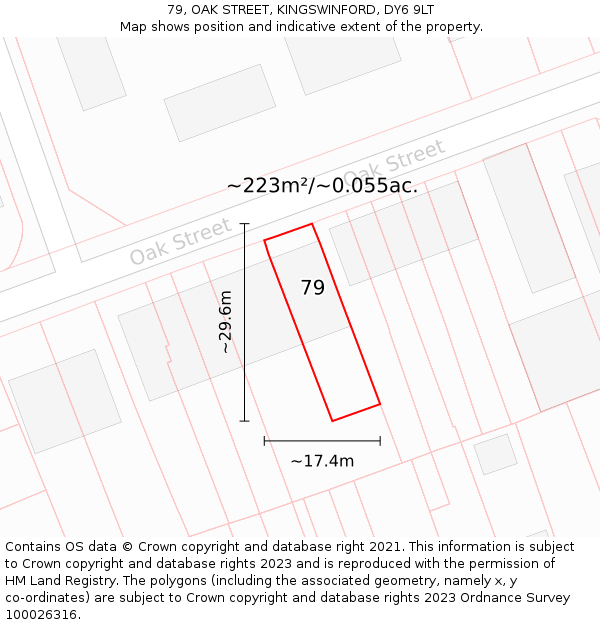 79, OAK STREET, KINGSWINFORD, DY6 9LT: Plot and title map