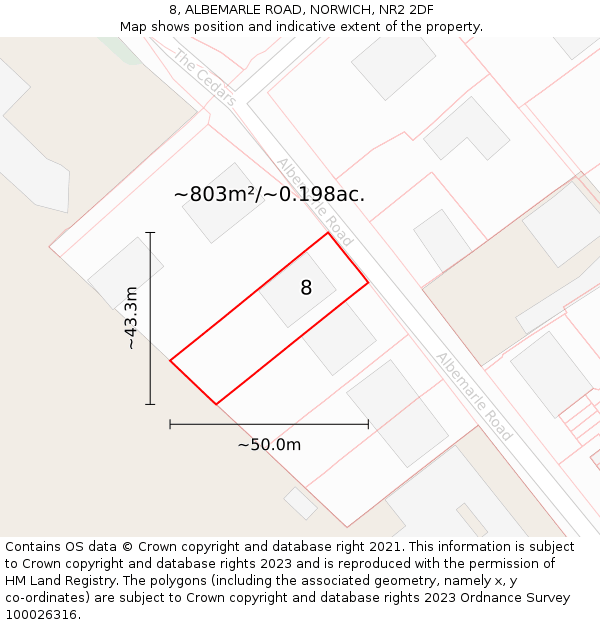 8, ALBEMARLE ROAD, NORWICH, NR2 2DF: Plot and title map