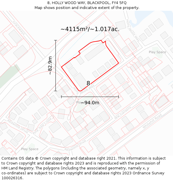 8, HOLLY WOOD WAY, BLACKPOOL, FY4 5FQ: Plot and title map