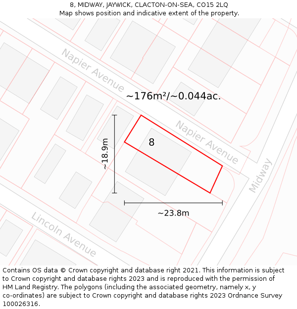 8, MIDWAY, JAYWICK, CLACTON-ON-SEA, CO15 2LQ: Plot and title map