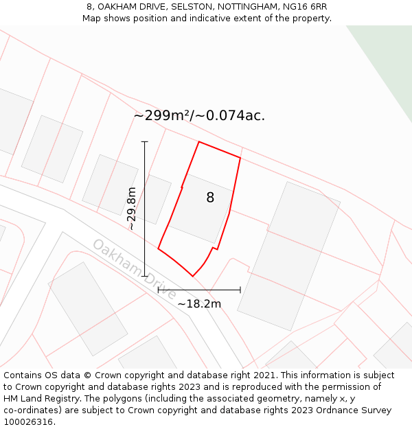 8, OAKHAM DRIVE, SELSTON, NOTTINGHAM, NG16 6RR: Plot and title map