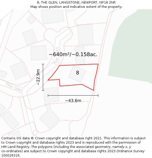 8, THE GLEN, LANGSTONE, NEWPORT, NP18 2NR: Plot and title map