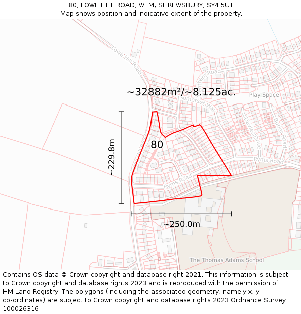 80, LOWE HILL ROAD, WEM, SHREWSBURY, SY4 5UT: Plot and title map