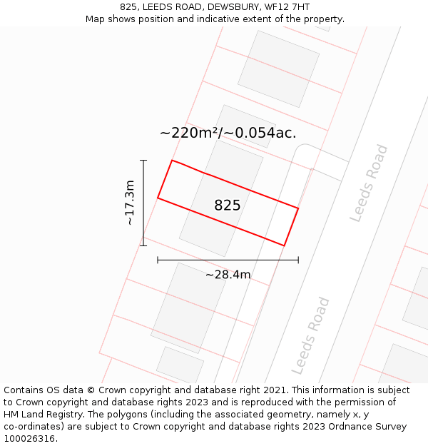 825, LEEDS ROAD, DEWSBURY, WF12 7HT: Plot and title map