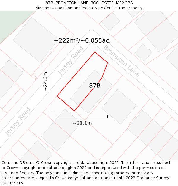 87B, BROMPTON LANE, ROCHESTER, ME2 3BA: Plot and title map