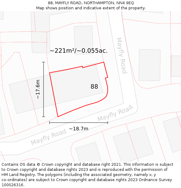 88, MAYFLY ROAD, NORTHAMPTON, NN4 9EQ: Plot and title map