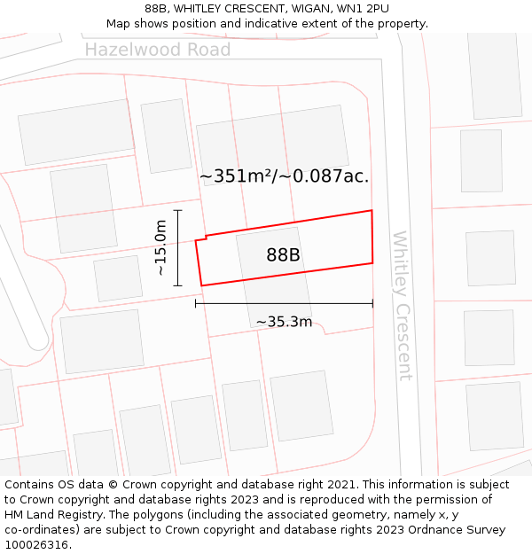 88B, WHITLEY CRESCENT, WIGAN, WN1 2PU: Plot and title map