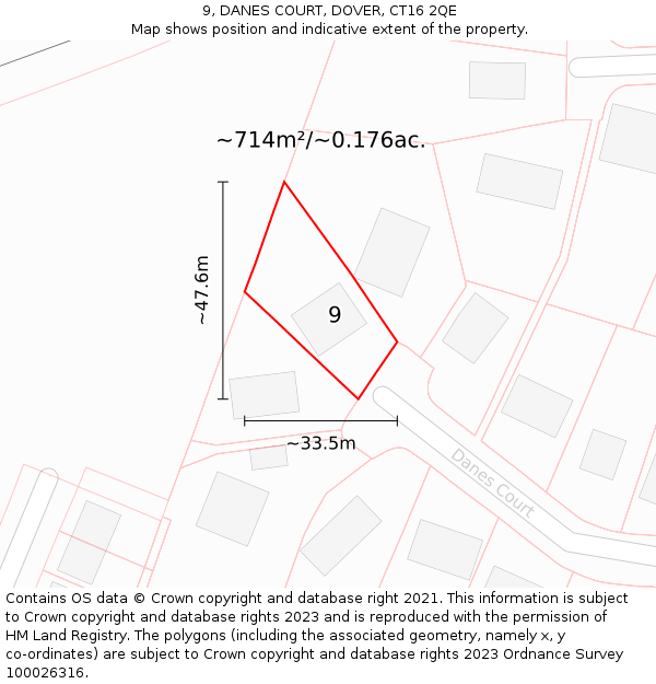 9, DANES COURT, DOVER, CT16 2QE: Plot and title map