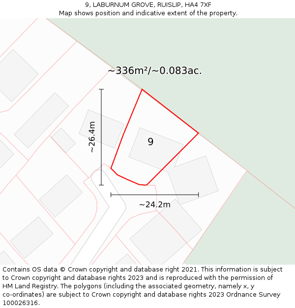 9, LABURNUM GROVE, RUISLIP, HA4 7XF: Plot and title map