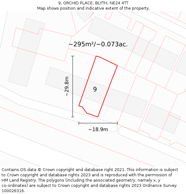 9, ORCHID PLACE, BLYTH, NE24 4TT: Plot and title map