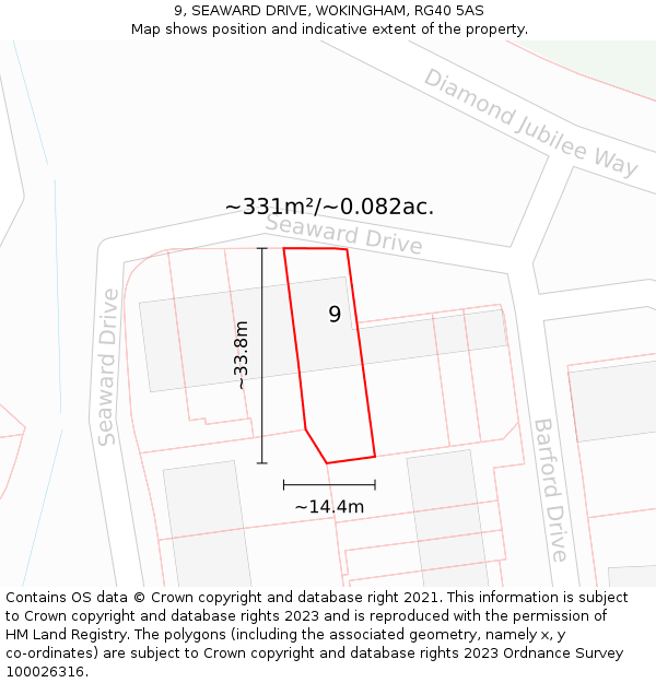 9, SEAWARD DRIVE, WOKINGHAM, RG40 5AS: Plot and title map