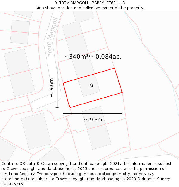 9, TREM MAPGOLL, BARRY, CF63 1HD: Plot and title map