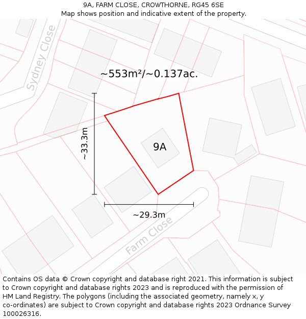 9A, FARM CLOSE, CROWTHORNE, RG45 6SE: Plot and title map