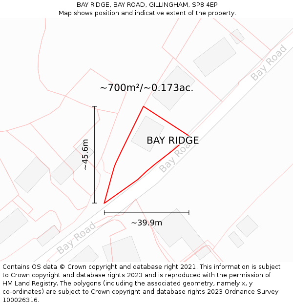 BAY RIDGE, BAY ROAD, GILLINGHAM, SP8 4EP: Plot and title map