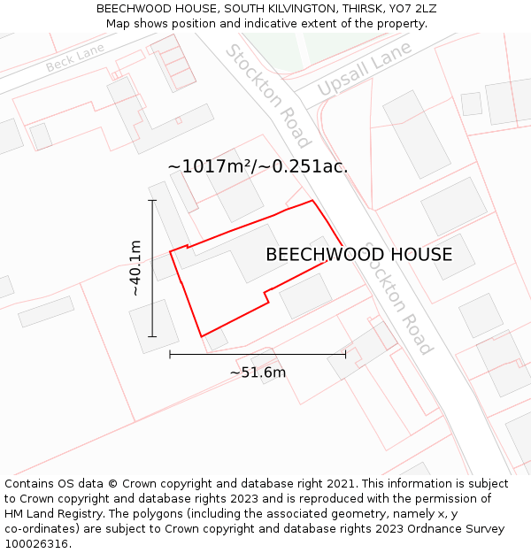 BEECHWOOD HOUSE, SOUTH KILVINGTON, THIRSK, YO7 2LZ: Plot and title map