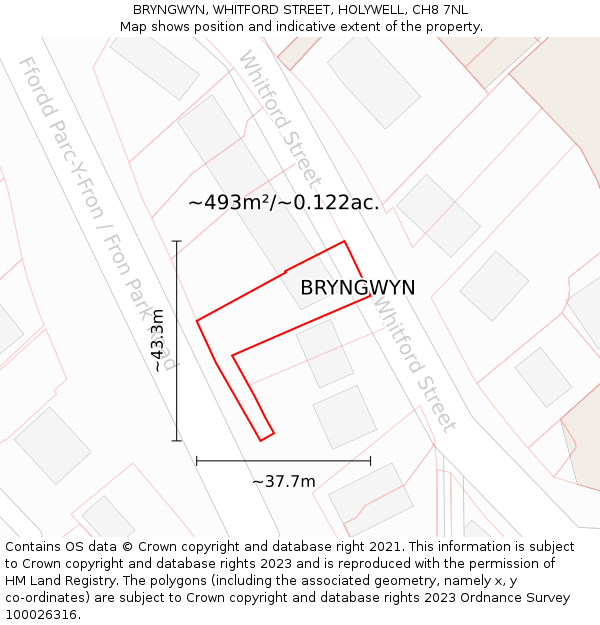 BRYNGWYN, WHITFORD STREET, HOLYWELL, CH8 7NL: Plot and title map