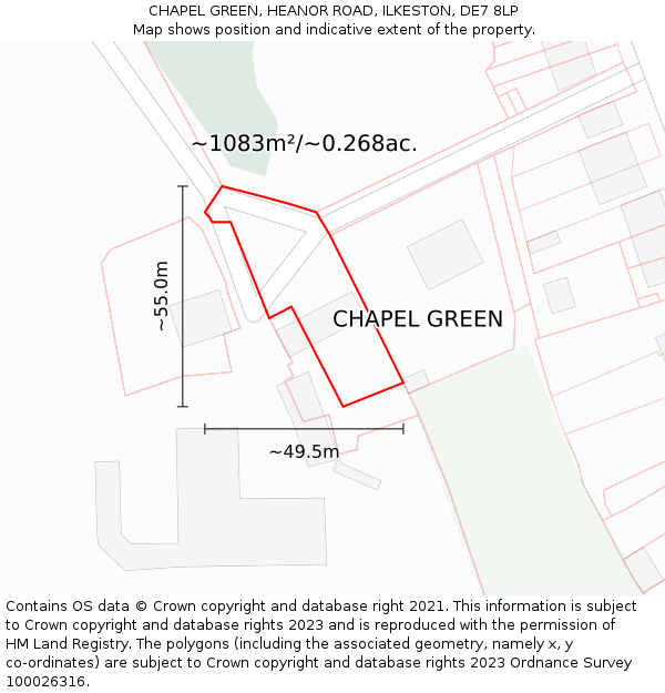 CHAPEL GREEN, HEANOR ROAD, ILKESTON, DE7 8LP: Plot and title map