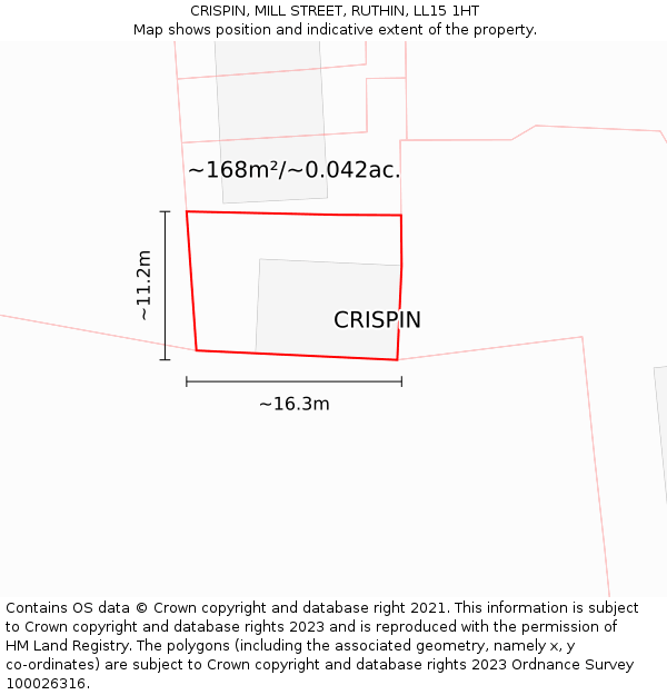 CRISPIN, MILL STREET, RUTHIN, LL15 1HT: Plot and title map