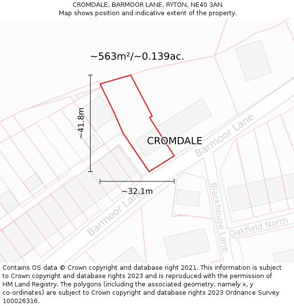 CROMDALE, BARMOOR LANE, RYTON, NE40 3AN: Plot and title map