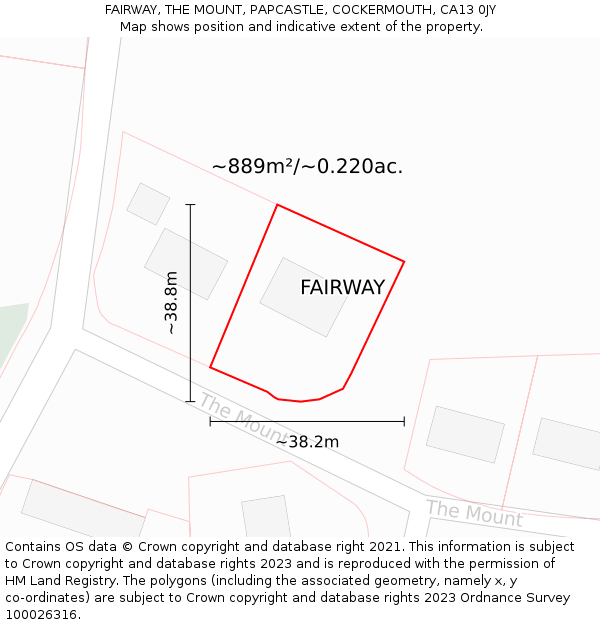 FAIRWAY, THE MOUNT, PAPCASTLE, COCKERMOUTH, CA13 0JY: Plot and title map