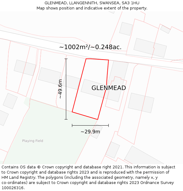 GLENMEAD, LLANGENNITH, SWANSEA, SA3 1HU: Plot and title map