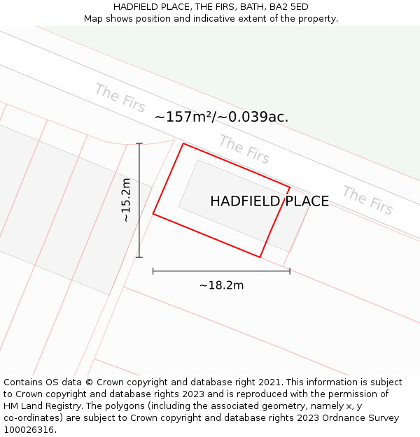 HADFIELD PLACE, THE FIRS, BATH, BA2 5ED: Plot and title map