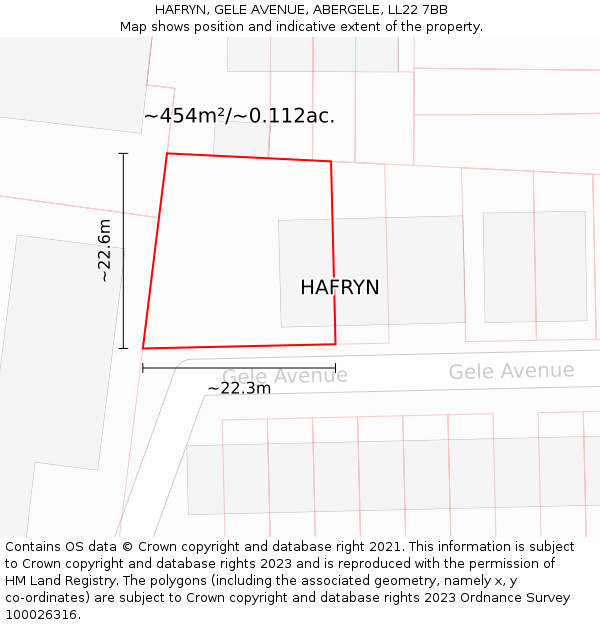 HAFRYN, GELE AVENUE, ABERGELE, LL22 7BB: Plot and title map