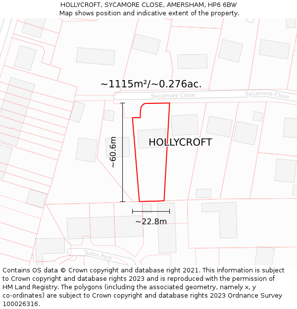 HOLLYCROFT, SYCAMORE CLOSE, AMERSHAM, HP6 6BW: Plot and title map