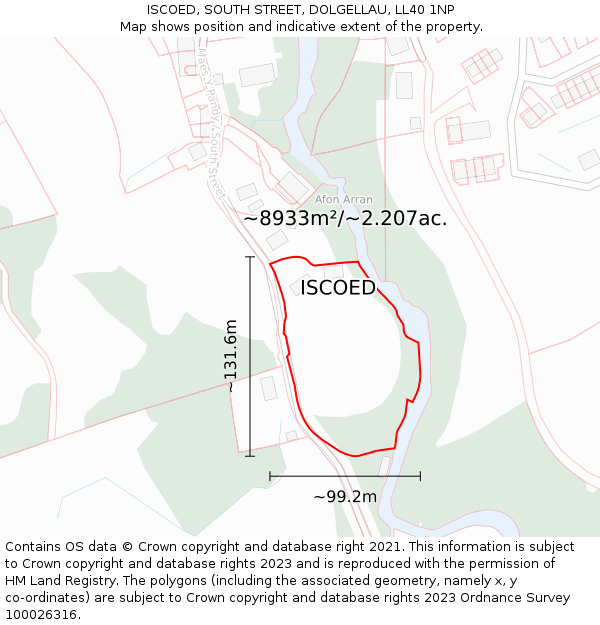 ISCOED, SOUTH STREET, DOLGELLAU, LL40 1NP: Plot and title map