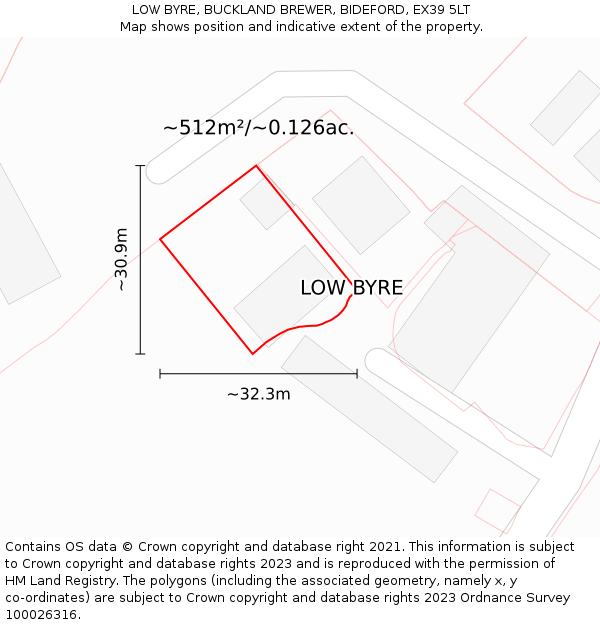 LOW BYRE, BUCKLAND BREWER, BIDEFORD, EX39 5LT: Plot and title map